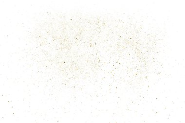 Beyaz üzerinde altın rengi parıltı dokusu izole edildi. Amber Parçacık Rengi. Kutlama arkaplanı. Altın Konfeti Patlaması. Tasarım elementi. Dijital olarak oluşturulmuş resim. Vektör İllüstrasyonu, EPS 10.