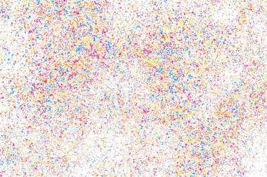 Konfeti 'nin Soyut Patlaması. Beyaz arka planda izole edilmiş renkli taneli doku. Renkli lekeler ve lekeler. Vektör Kaplama Elementleri. Dijital olarak oluşturulmuş resim. Görüntü, Eps 10.