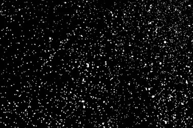 Siyah arka plan üzerine izole beyaz grenli doku. Toz kaplaması. Hafif renkli gürültü granül. Kar vektör öğeleri. Dijital olarak oluşturulan görüntü. İllüstrasyon, Eps 10.