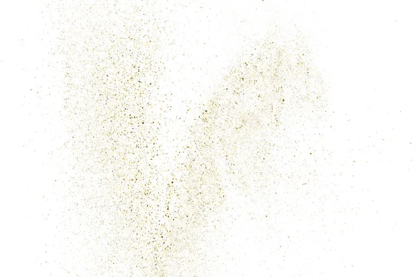 ホワイトに分離されたゴールドグリッターテクスチャ 琥珀色の粒子 記念すべき背景 コンフェッティの黄金爆発 デザイン要素 デジタル生成画像 ベクターイラスト Eps — ストックベクタ