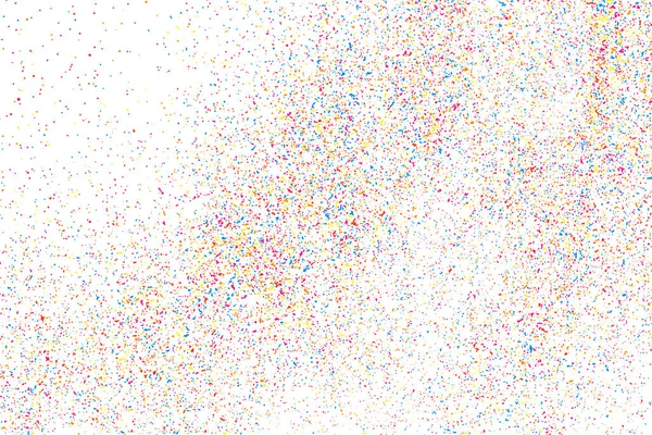 Abstracte Explosie Van Confetti Kleurrijke Korrelige Textuur Geïsoleerd Witte Achtergrond — Stockvector