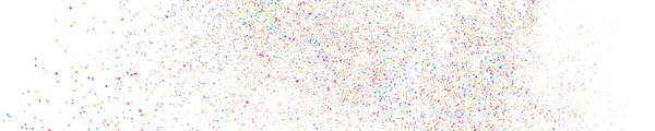 Abstracte Explosie Van Confetti Kleurrijke Korrelige Textuur Geïsoleerd Witte Panoramische — Stockvector