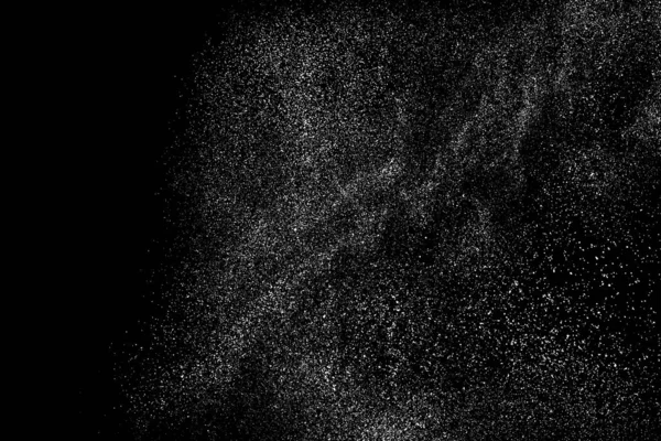 Texture Granulosa Bianca Isolata Sfondo Nero Sovrapposizione Polvere Granuli Rumore — Vettoriale Stock