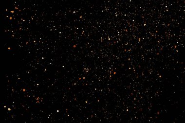 Kahve Rengi Tanesi dokusu siyah arkaplanda izole edilmiş. Çikolata Renkli Konfeti. Kahverengi Parçacıklar. Dijital olarak oluşturulmuş resim. Vektör İllüstrasyonu, EPS 10.