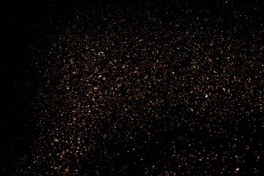 Kahve Rengi Tanesi dokusu siyah arkaplanda izole edilmiş. Çikolata Renkli Konfeti. Kahverengi Parçacıklar. Dijital olarak oluşturulmuş resim. Vektör İllüstrasyonu, EPS 10.