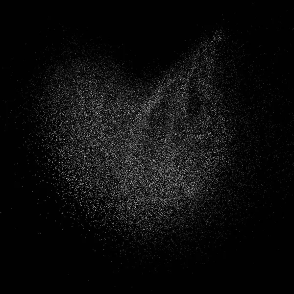 Texture Blanche Granuleuse Isolée Sur Fond Noir Recouvrement Poussière Granules — Image vectorielle