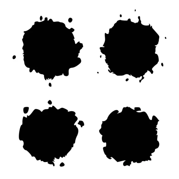 Set Black Blob Isolated White Ink Splash Brushes Droplets Digitally — Stock Vector