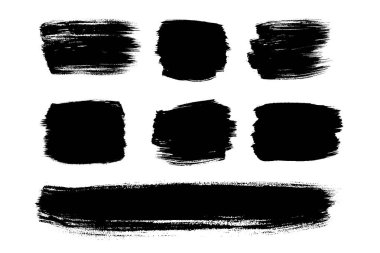 Black brush strokes isolated on white. Ink splatter. Paint droplets. Digitally generated image. Set vector design elements, illustration, EPS 10. clipart