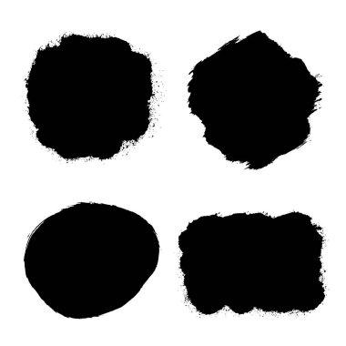 Metin için afiş, çerçeve veya arkaplan. Siyah fırça darbeleri beyaza izole edilmiş. Mürekkep sıçraması. Dijital olarak oluşturulmuş görüntü. Vektör tasarım ögelerini, illüstrasyonu, Eps 10 'u ayarla.