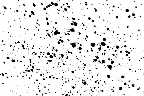 Black blobs isolated on white. Ink splash. Brushes droplets. Grainy texture background. Digitally generated image. Vector illustration, EPS 10.