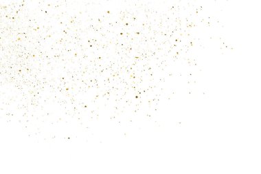 Beyaz üzerinde altın rengi parıltı dokusu izole edildi. Amber Parçacık Rengi. Kutlama arkaplanı. Altın Konfeti Patlaması. Tasarım elementi. Dijital olarak oluşturulmuş resim. Vektör İllüstrasyonu, EPS 10.