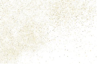 Beyaz üzerinde altın rengi parıltı dokusu izole edildi. Amber Parçacık Rengi. Kutlama arkaplanı. Altın Konfeti Patlaması. Tasarım elementi. Dijital olarak oluşturulmuş resim. Vektör İllüstrasyonu, EPS 10.