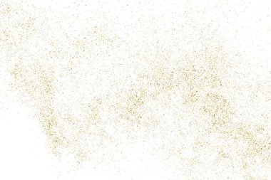 Beyaz üzerinde altın rengi parıltı dokusu izole edildi. Amber Parçacık Rengi. Kutlama arkaplanı. Altın Konfeti Patlaması. Tasarım elementi. Dijital olarak oluşturulmuş resim. Vektör İllüstrasyonu, EPS 10.
