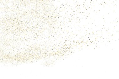 Beyaz üzerinde altın rengi parıltı dokusu izole edildi. Amber Parçacık Rengi. Kutlama arkaplanı. Altın Konfeti Patlaması. Tasarım elementi. Dijital olarak oluşturulmuş resim. Vektör İllüstrasyonu, EPS 10.