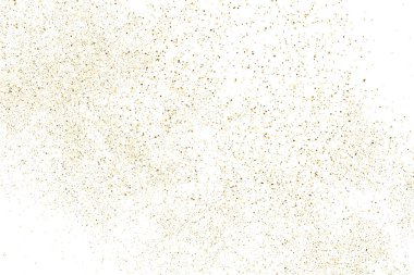 Beyaz üzerinde altın rengi parıltı dokusu izole edildi. Amber Parçacık Rengi. Kutlama arkaplanı. Altın Konfeti Patlaması. Tasarım elementi. Dijital olarak oluşturulmuş resim. Vektör İllüstrasyonu, EPS 10.