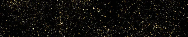 ブラックに隔離されたゴールドグリッターテクスチャ 琥珀色の粒子 パノラマの背景を祝う コンフェッティの黄金爆発 水平方向の長いバナー ベクターイラスト Eps — ストックベクタ
