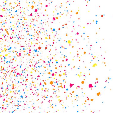 Konfeti 'nin Soyut Patlaması. Beyaz arka planda izole edilmiş renkli taneli doku. Renkli lekeler ve lekeler. Vektör Kaplama Elementleri. Dijital olarak oluşturulmuş resim. Görüntü, Eps 10.