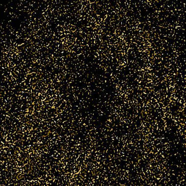 Altın Glitter doku siyah izole. Amber parçacıklar renk. Kutlama arka plan. Altın patlama konfeti. Tasarım öğesi. Dijital olarak oluşturulan görüntü. Vektör çizim, Eps 10.