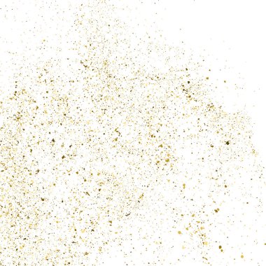 Beyaz üzerinde altın rengi parıltı dokusu izole edildi. Amber Parçacık Rengi. Kutlama arkaplanı. Altın Konfeti Patlaması. Tasarım elementi. Dijital olarak oluşturulmuş resim. Vektör İllüstrasyonu, EPS 10.