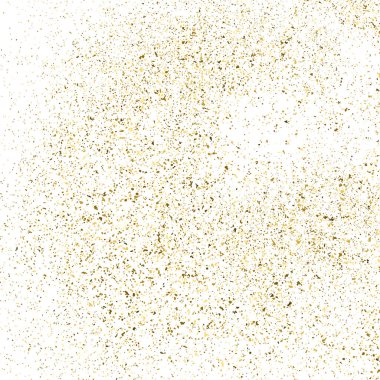 Beyaz üzerinde altın rengi parıltı dokusu izole edildi. Amber Parçacık Rengi. Kutlama arkaplanı. Altın Konfeti Patlaması. Tasarım elementi. Dijital olarak oluşturulmuş resim. Vektör İllüstrasyonu, EPS 10.