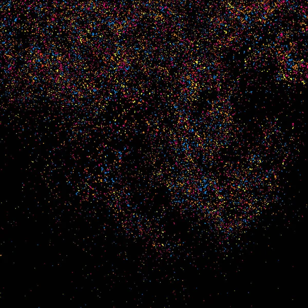 Explosión Abstracta Confetti Textura Grano Colorido Aislado Sobre Fondo Negro — Archivo Imágenes Vectoriales