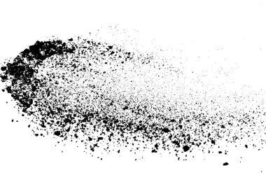Beyaz arka planda izole edilmiş siyah taneli patlama dokusu. Toz tabakası. Karanlık gürültü tanecikleri. Dijital olarak oluşturulmuş görüntü. Vektör tasarım elemanları. Görüntü, Eps 10.