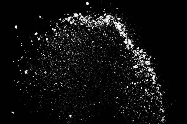 Siyah arka planda beyaz lekeler var. Soyut vektör patlaması. Dijital olarak oluşturulmuş görüntü. Görüntü, EPS 10.