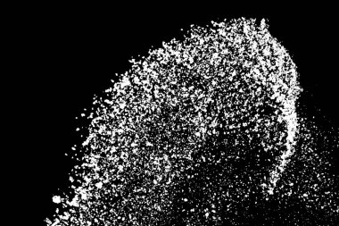 Siyah arka planda beyaz lekeler var. Soyut vektör patlaması. Dijital olarak oluşturulmuş görüntü. Görüntü, EPS 10.