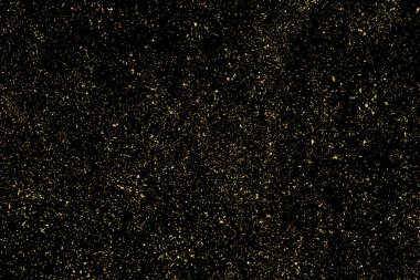 Altın Glitter doku siyah izole. Amber parçacıklar renk. Kutlama arka plan. Altın patlama konfeti. Tasarım öğesi. Dijital olarak oluşturulan görüntü. Vektör çizim, Eps 10.