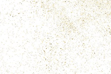 Beyaz üzerinde altın rengi parıltı dokusu izole edildi. Amber Parçacık Rengi. Kutlama arkaplanı. Altın Konfeti Patlaması. Tasarım elementi. Dijital olarak oluşturulmuş resim. Vektör İllüstrasyonu, EPS 10.