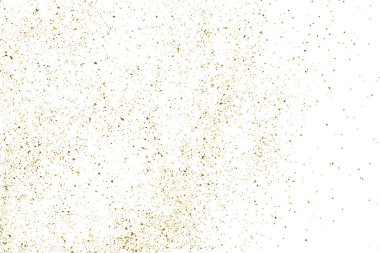 Beyaz üzerinde altın rengi parıltı dokusu izole edildi. Amber Parçacık Rengi. Kutlama arkaplanı. Altın Konfeti Patlaması. Tasarım elementi. Dijital olarak oluşturulmuş resim. Vektör İllüstrasyonu, EPS 10.