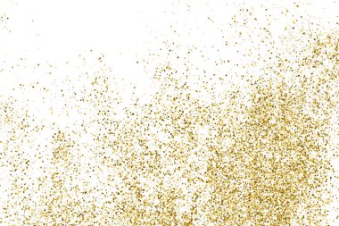 Beyaz üzerine izole edilmiş altın renkli polka dokuma dokusu. Amber Parçacık Rengi. Kutlama arkaplanı. Altın Konfeti Patlaması. Vektör İllüstrasyonu, Eps 10.