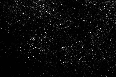 Siyah arka plan üzerine izole beyaz grenli doku. Toz kaplaması. Hafif renkli gürültü granül. Kar vektör öğeleri. Dijital olarak oluşturulan görüntü. İllüstrasyon, Eps 10.