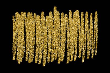 Siyah üzerine izole edilmiş altın rengi parıltı dokusu. Reklam afişi. Kutlama geçmişi. Altın konfeti patlaması. Vektör illüstrasyonu, Eps 10.