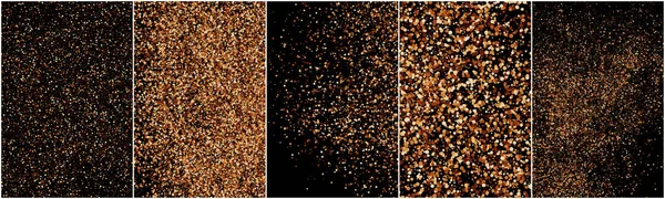 Ensemble Texture Grain Couleur Café Isolé Sur Fond Noir Confettis — Image vectorielle