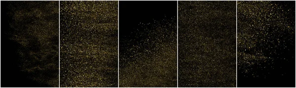 Ensemble Paillettes Isolées Sur Fond Noir Poussière Dorée Couleur Particules — Image vectorielle