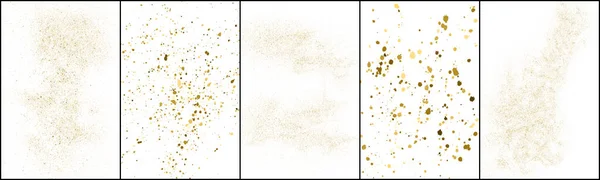 Beyaz Arkaplanda Izole Edilmiş Altın Parıltılı Doku Seti Altın Yıldız — Stok Vektör
