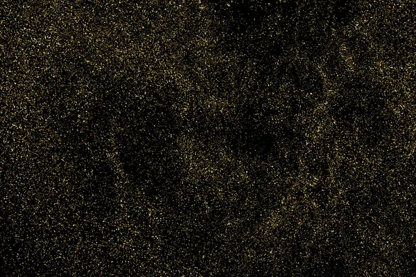 Texture Glitter Oro Isolato Sfondo Nero Polvere Stellare Dorata Colore — Vettoriale Stock