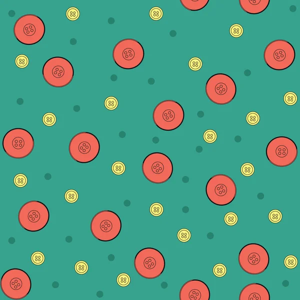 Green seamless pattern with pink buttons. — Stock Vector