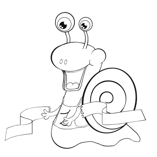 Livro para colorir Corredor de caracol. Estilo dos desenhos animados. Clipe de arte para crianças . — Vetor de Stock