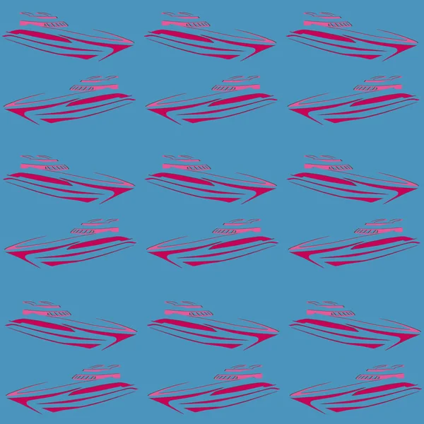 蓝色与粉红色游艇的无缝背景. — 图库矢量图片