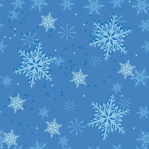 蓝色雪花的圣诞蓝色无缝图案. — 图库矢量图片