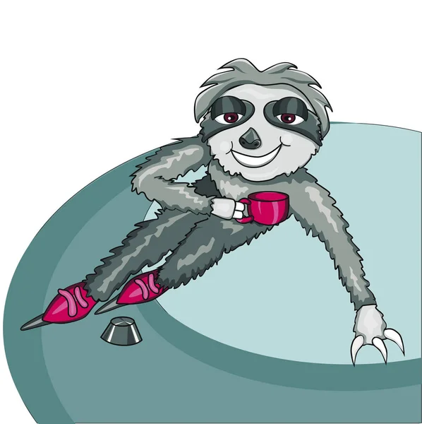 Sloth skates. Cartoon style. Isolated image on white background. — Stock Vector