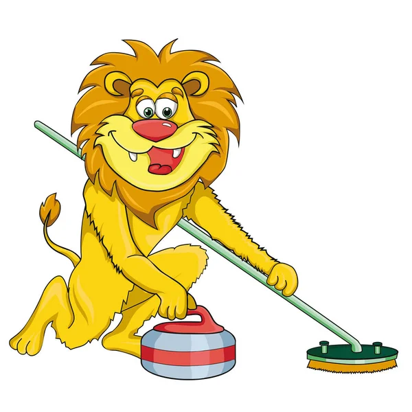 Lion curling. Kreslený styl. Izolované obrázek na bílém pozadí. — Stockový vektor