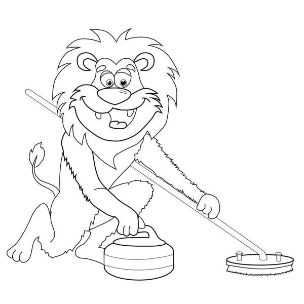 Livre Coloriage Lion Curling Cartoon Style Image Isolée Sur Fond Vecteurs De Stock Libres De Droits