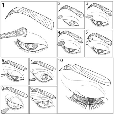 Makyaj için şablon. Sanat Terapisi. Boyama kitabı yetişkinler için.