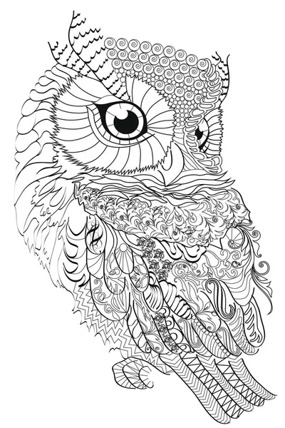 Color Therapy: An Anti-Stress Coloring Book . Owl. — Stock Vector