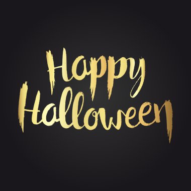 Mutlu Cadılar Bayramı altın el çizilmiş yazı