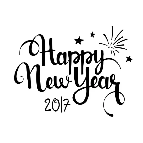 Feliz Año Nuevo 2017 letras dibujadas a mano — Vector de stock