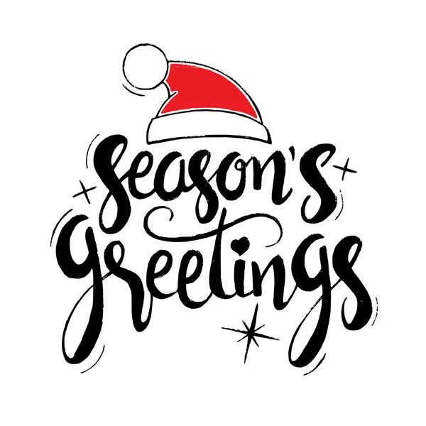 Season's greetings hand drawn lettering — Stock Vector